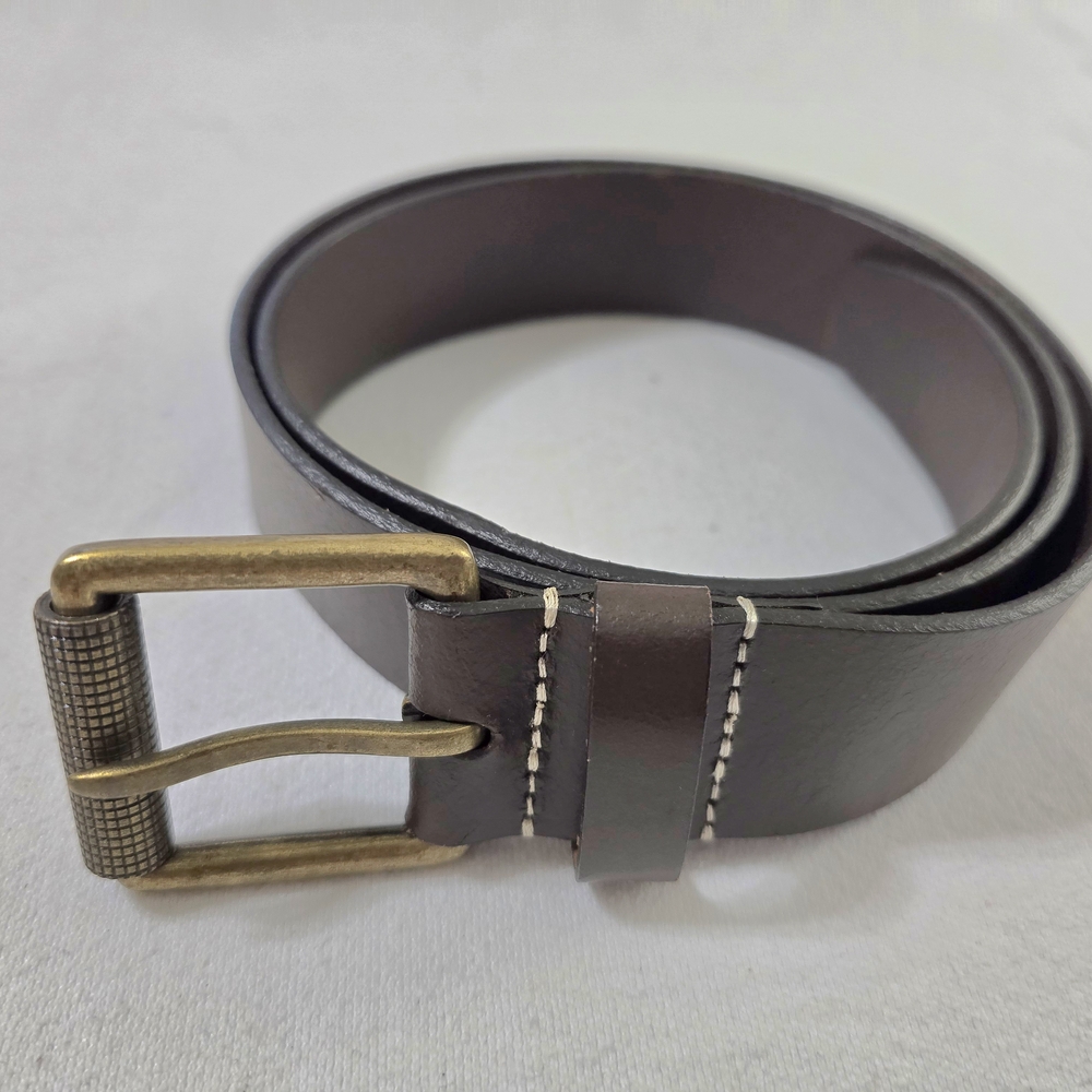 Timberland Dark Brown Genuine Leather Belt Roller Buckle Wide Keeper Size 36 - Picture 1 of 16